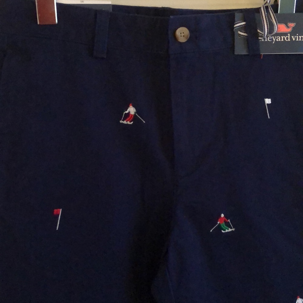 Vineyard Vines navy twill chinois pants w/ embroidered skier